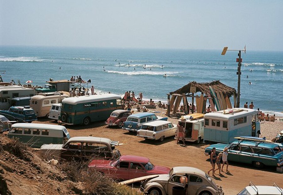 A typical Southern California surf scene, post-Gidget era, 1