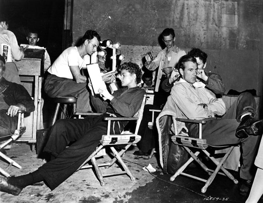 Ingrid Bergman &amp; Gary Cooper on the set of For Whom The Bell