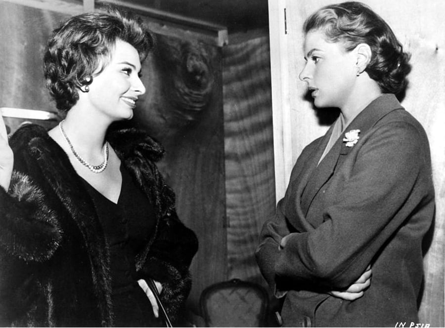 Sophia Loren visits Ingrid Bergman on the set of Indiscreet,
