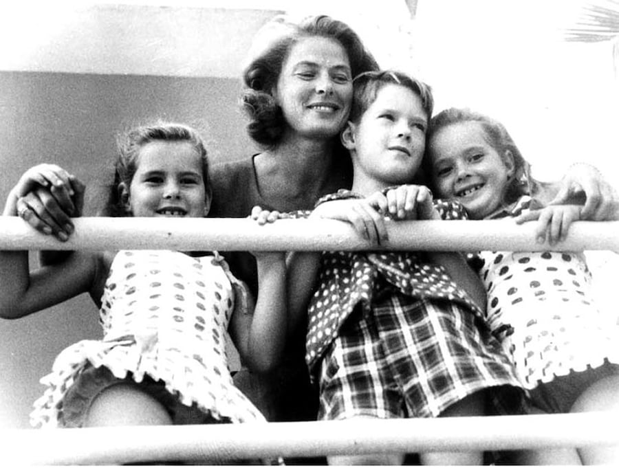 Ingrid Bergman with her children Isabella, Robertino and Iso