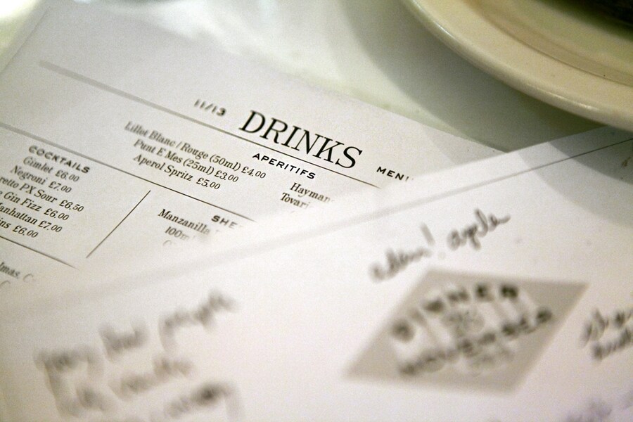 Mayfields drinks menu