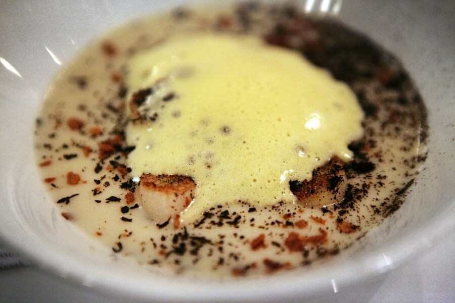 Jerusalem Artichoke Veloute, Salsify, Coffee and Ginger