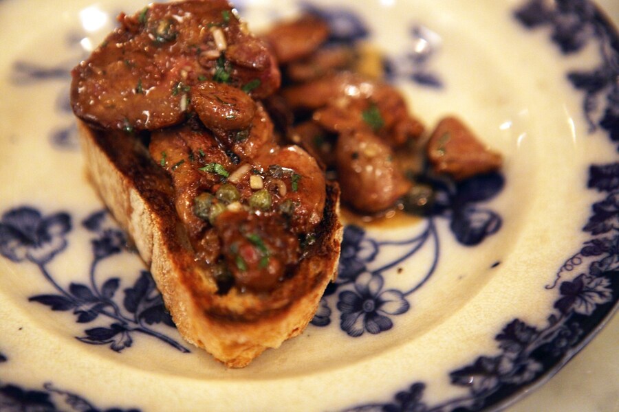 Devilled offal on toast