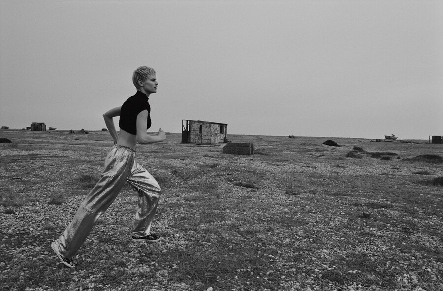 Trussardi worn with lace skate shoes by Jimmy Choo