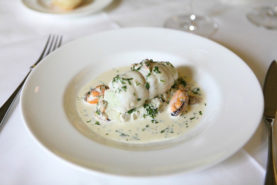 Lemon sole with mussel sauce at the Rex Whistler