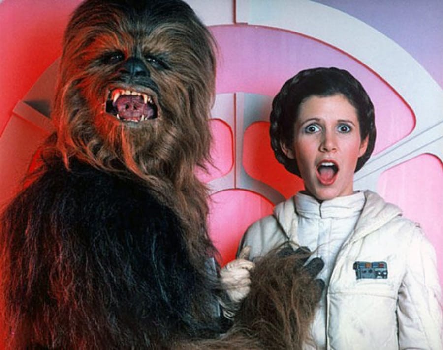 Carrie Fisher and Chewbacca