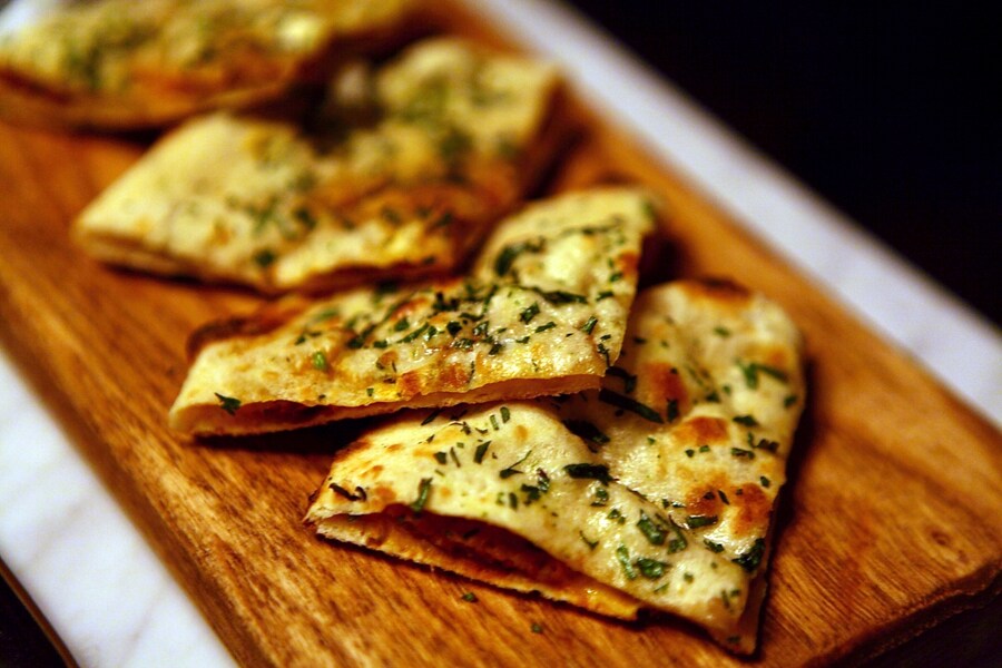Homemade naan at Trishna