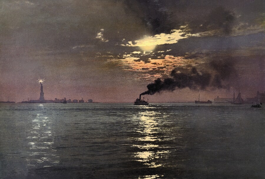 Sunset from the Battery, New York, photochrom by Anonymous