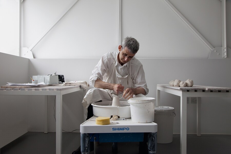 Edmund de Waal in his studio, West Norwood, London, Spring 2