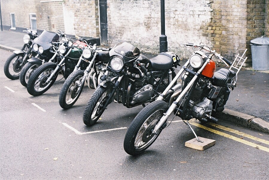 Bikes outside the Black Skulls workshop