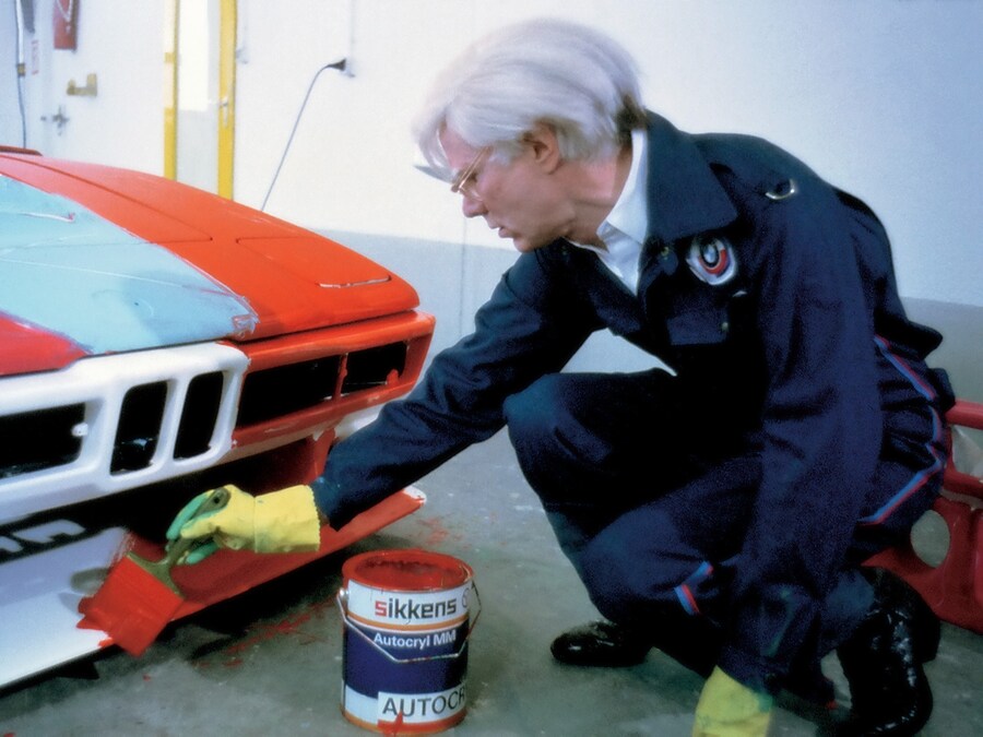 Andy Warhol painting his BMW Art Car, 1979