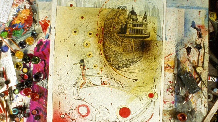 Ralph Steadman art of Hunter S. Thompson in car