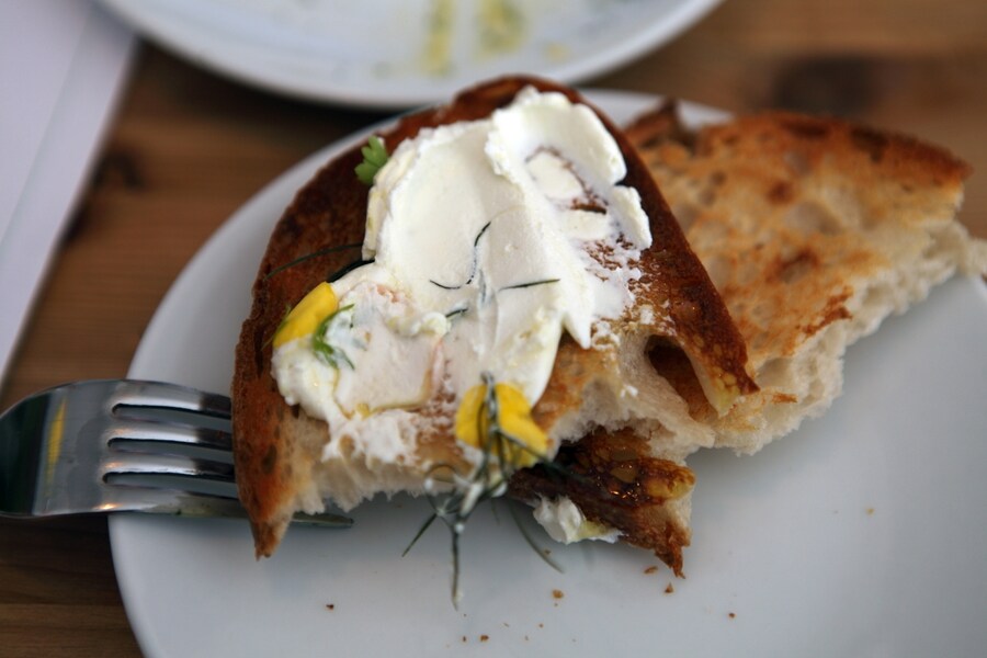 Labneh on sourdough at Darsham Nurseries