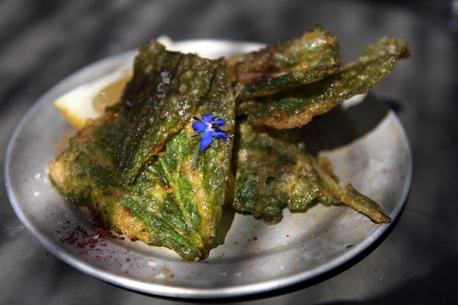 Borage fritto at Petersham Nurseries