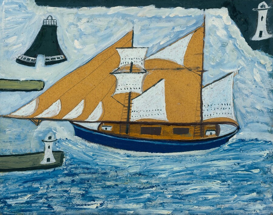 Alfred Wallis, The Blue Ship, c.1934, Oil paint on board on 