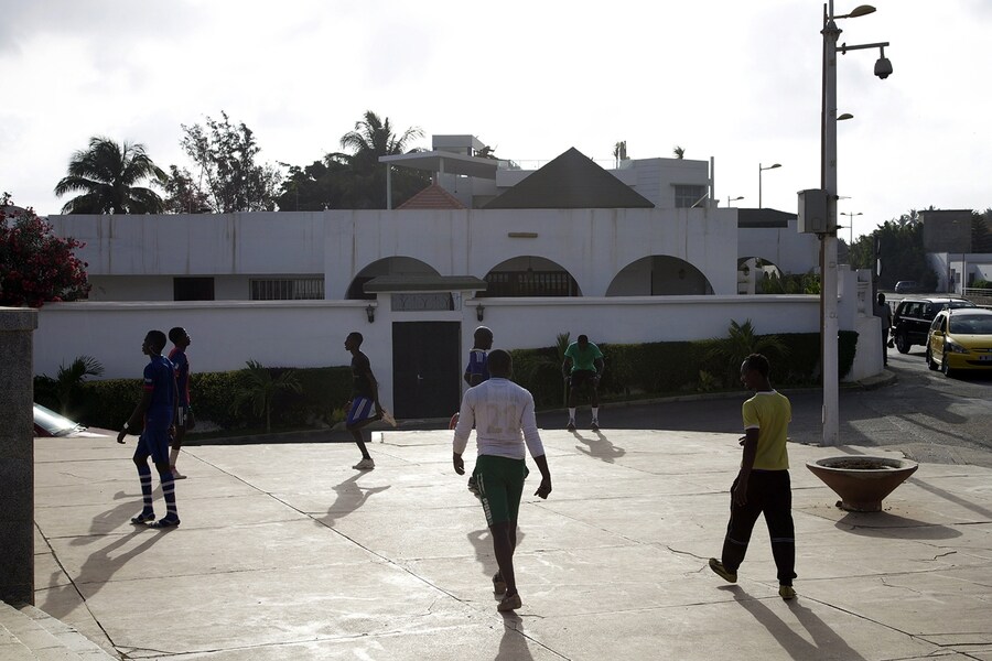 Guys exercising in the street
