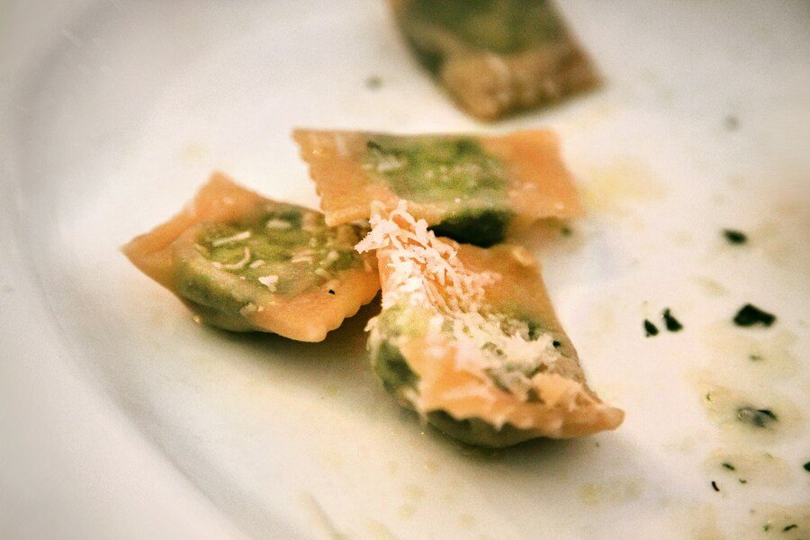 Spinach and ricotta tortelli