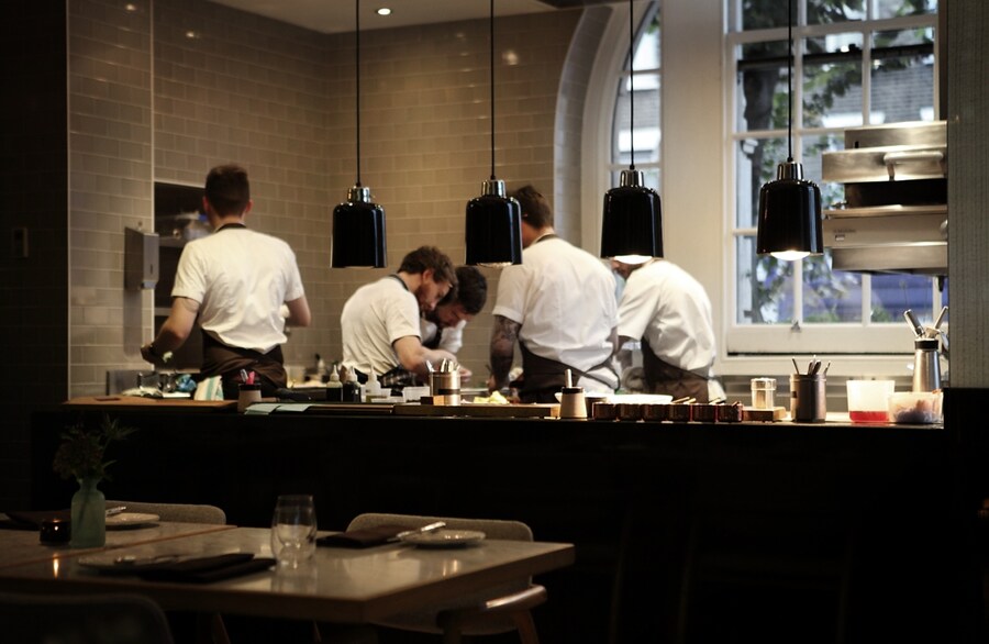 Chefs at work in the Typing Room