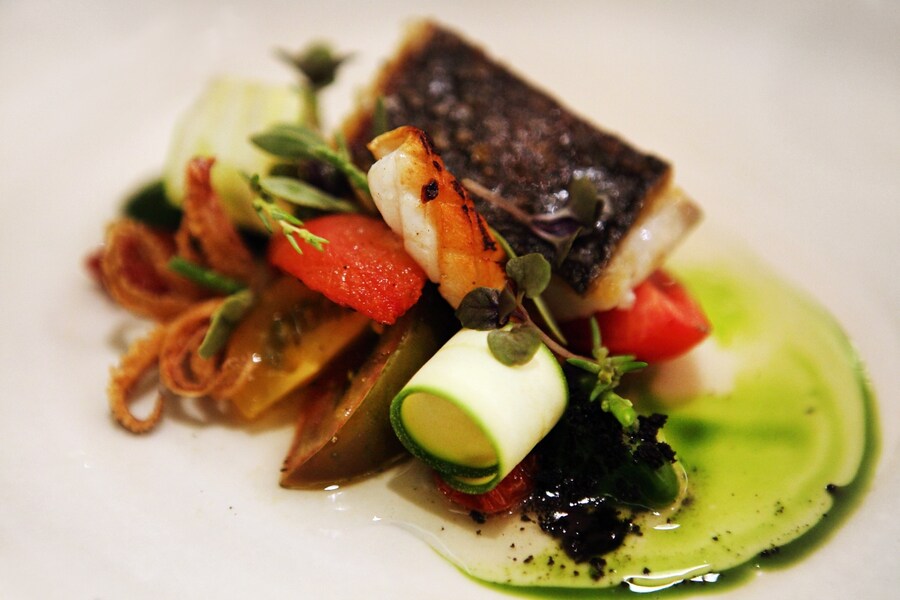 Seabass with squid and octopus carpaccio