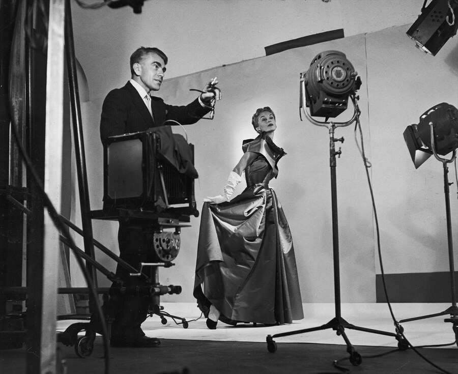 Horst directing a fashion shoot with Lisa Fonssagrives.1949,