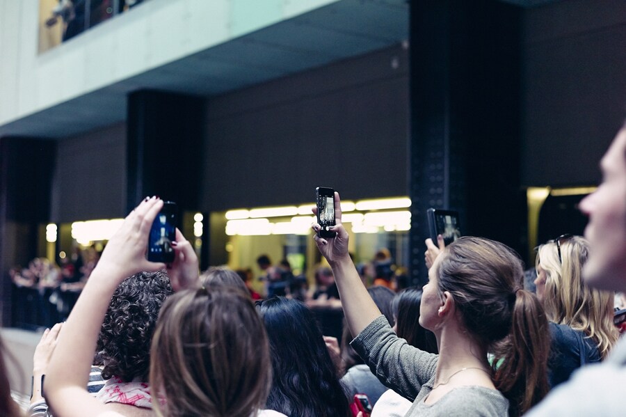 On the Phone at London Fashion Week S/S15
