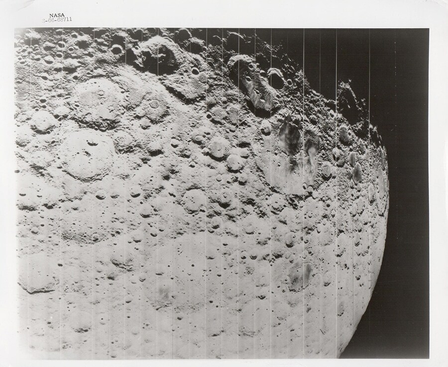 Lunar surface and horizon, Lunar Orbiter II, November 1966