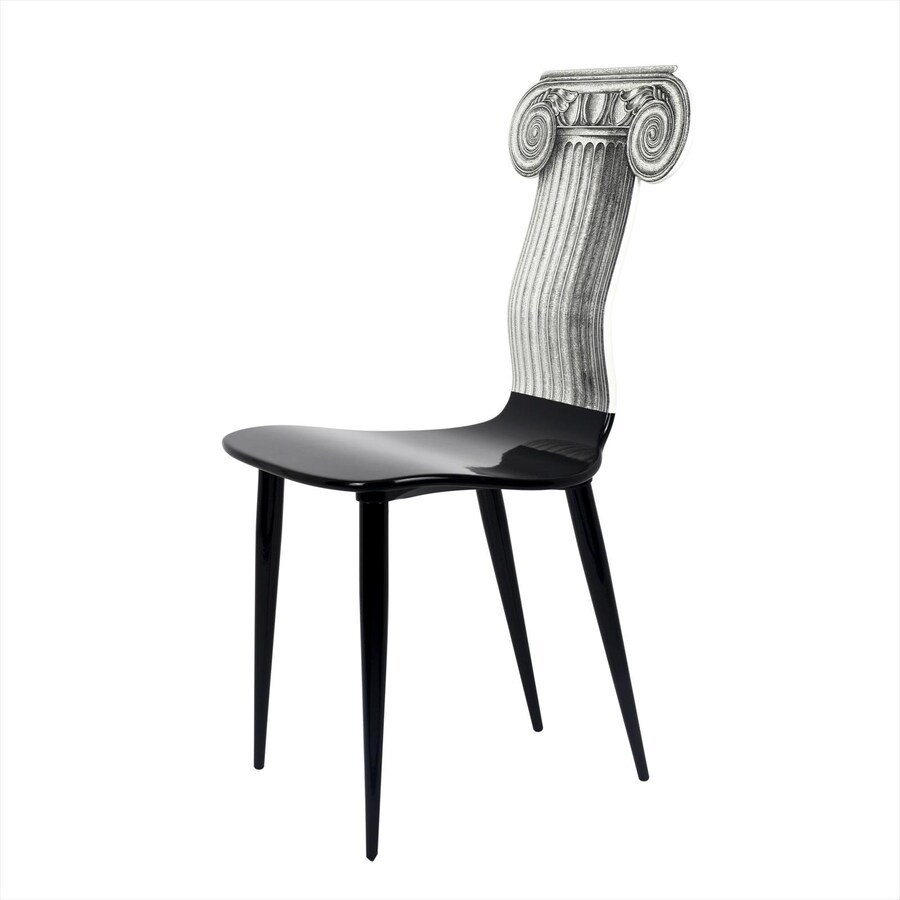 Chair in wood, hand painted and lacquered by Fornasetti