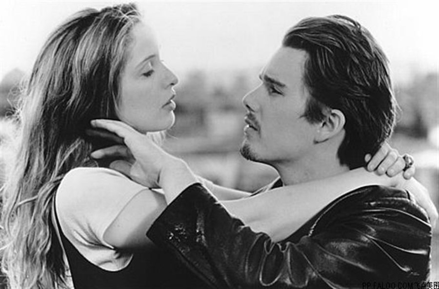 Julie Delpy and Ethan Hawke in Before Sunrise, 1995