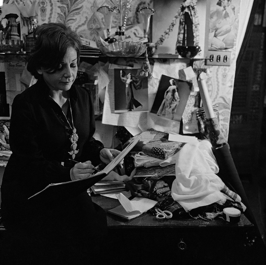 Thea Porter in her workroom at the back of the Greek Street 