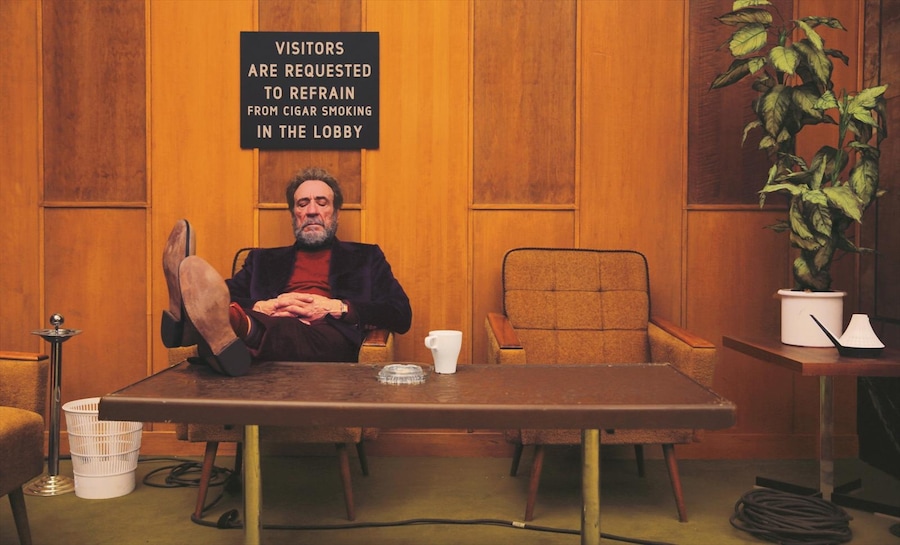 Abraham napping on set