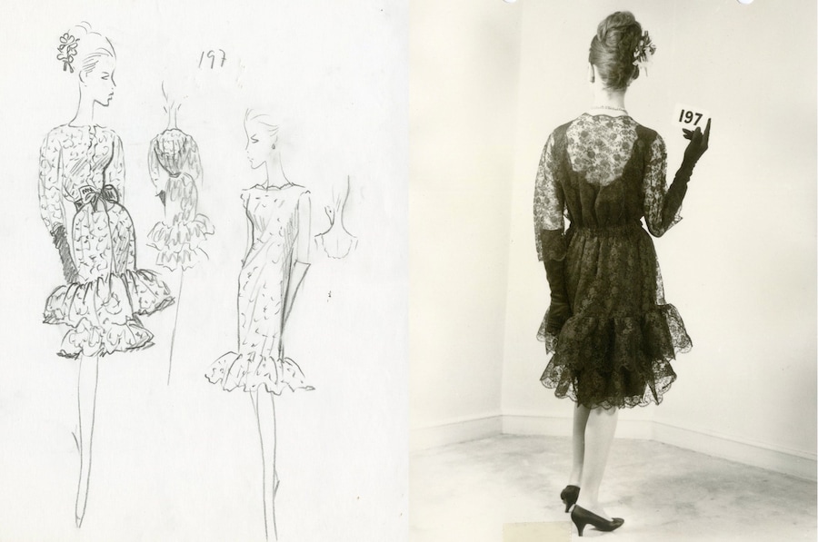 Sketch for a Chantilly lace cocktail 