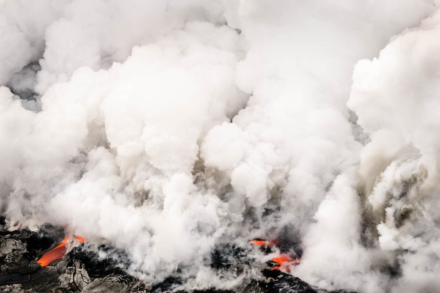Lava flowing into the ocean from Kilauea Volcano in Hawai’i
