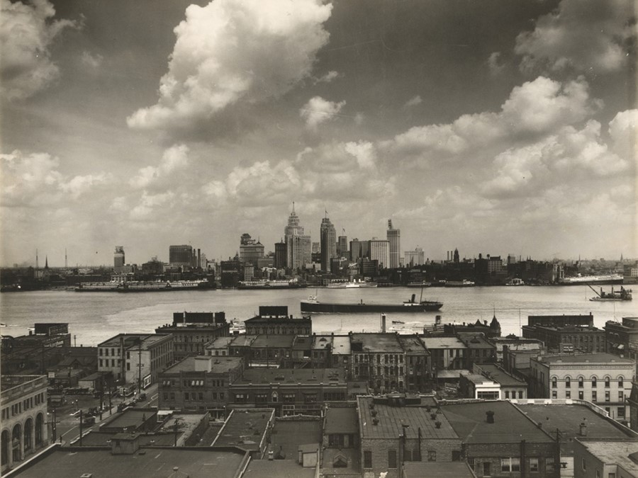 Detroit skyline, as seen from Windsor, Ontario, 1929 