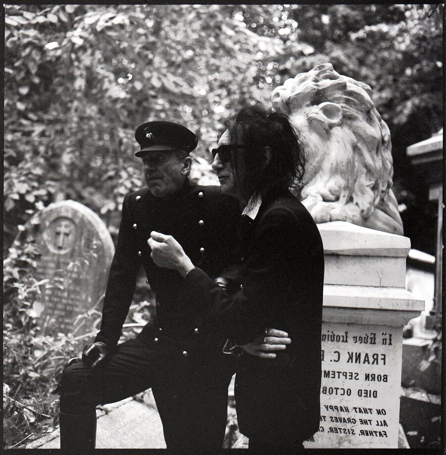 John Cooper Clarke and Hugh Cornwell at Abney Cemetery