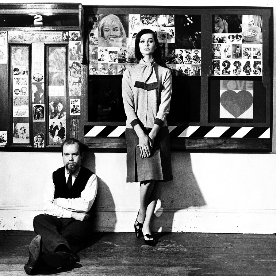 Peter-Blake-with-model-Marie-Lise-Gres-at-the-‘Lov
