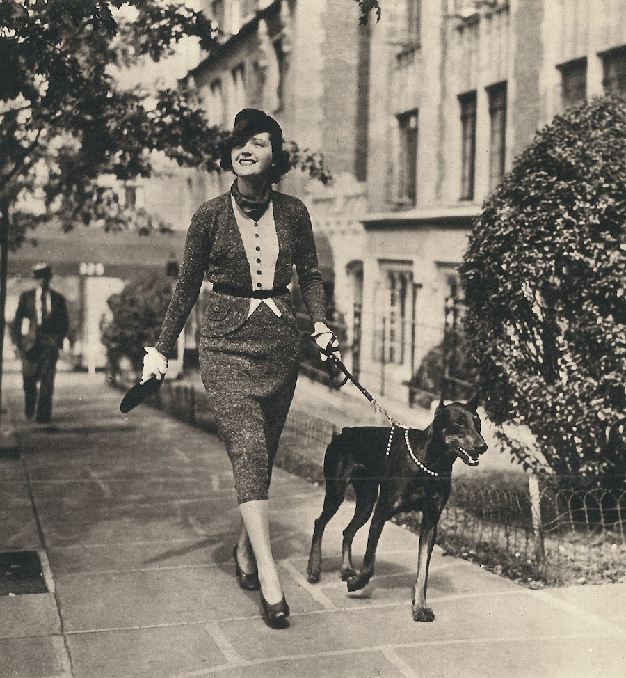 Model-wears-three-piece-suit-in-Bretton-Tweed,-by-