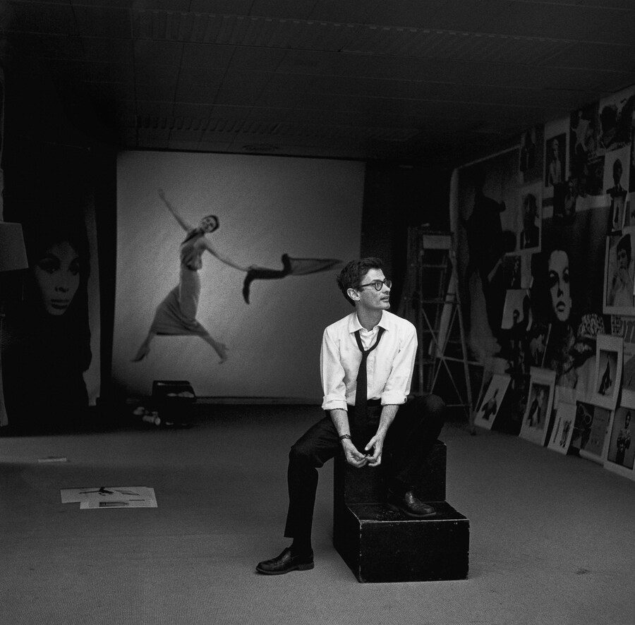 Avedon with collage1965&#169;Gideon lewin