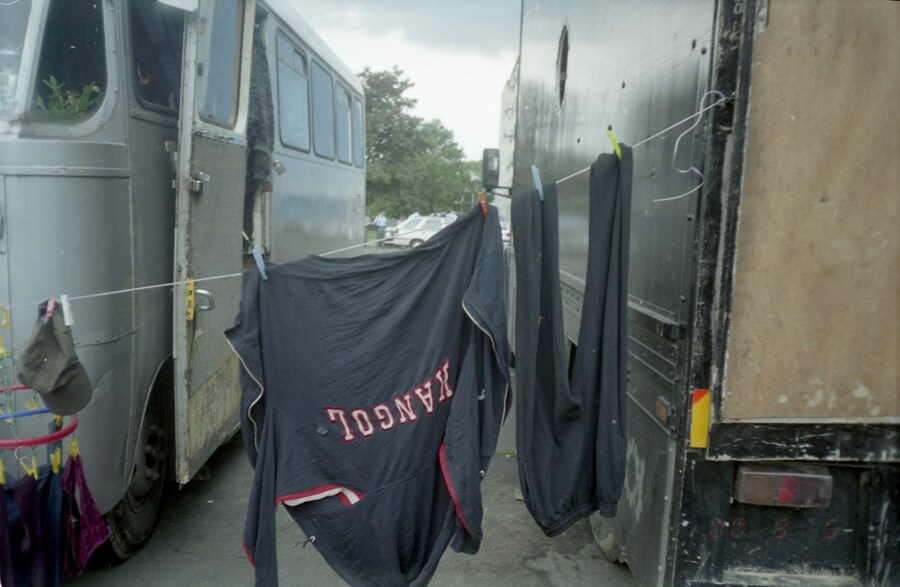 Clothes line, site, Prague carpark, 1999
