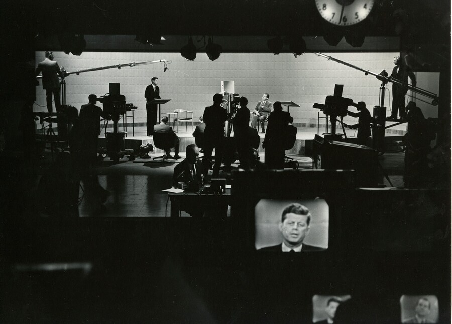 &#169; Irving Haberman: John F Kennedy, on-set monitor at the fir