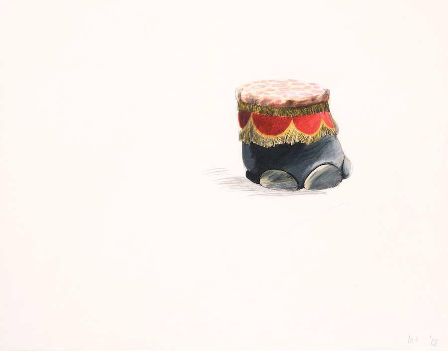David Hockney, Elephant Foot Stool, 1968, coloured pencil on