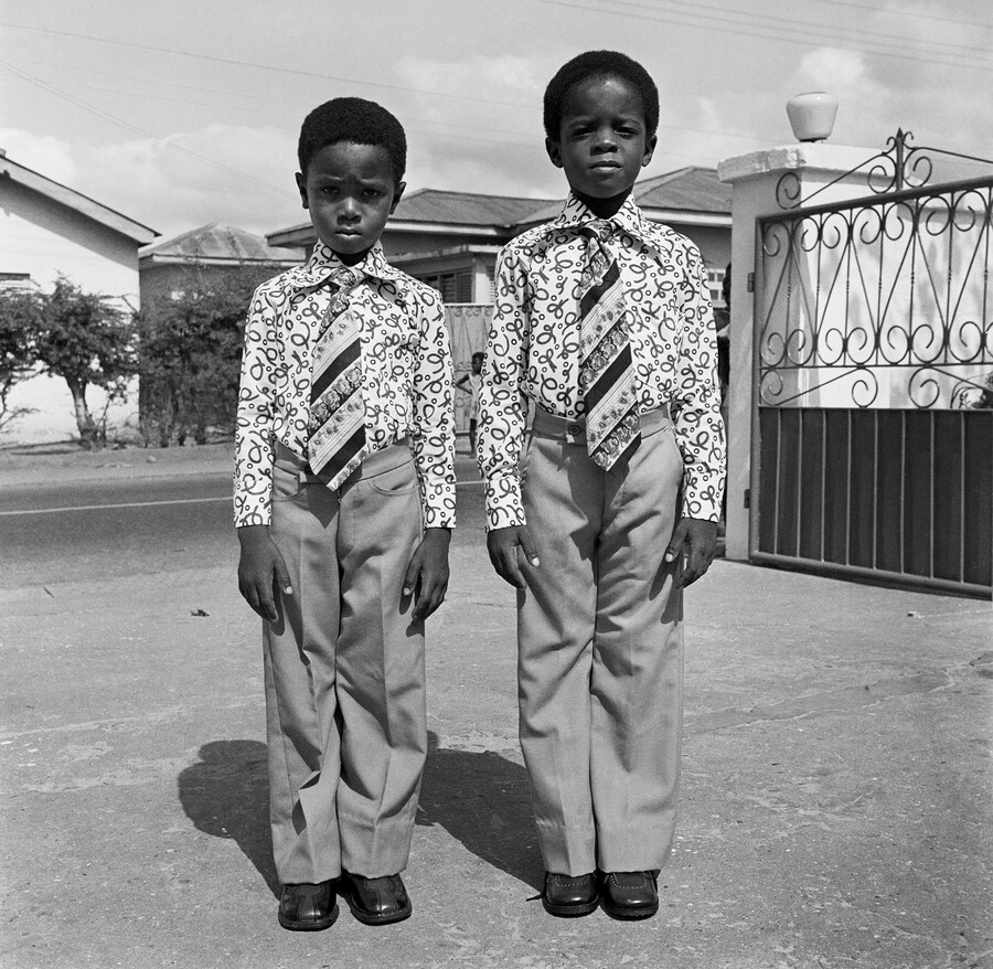 web Kids dressed in identical suits, Accra, 1970s