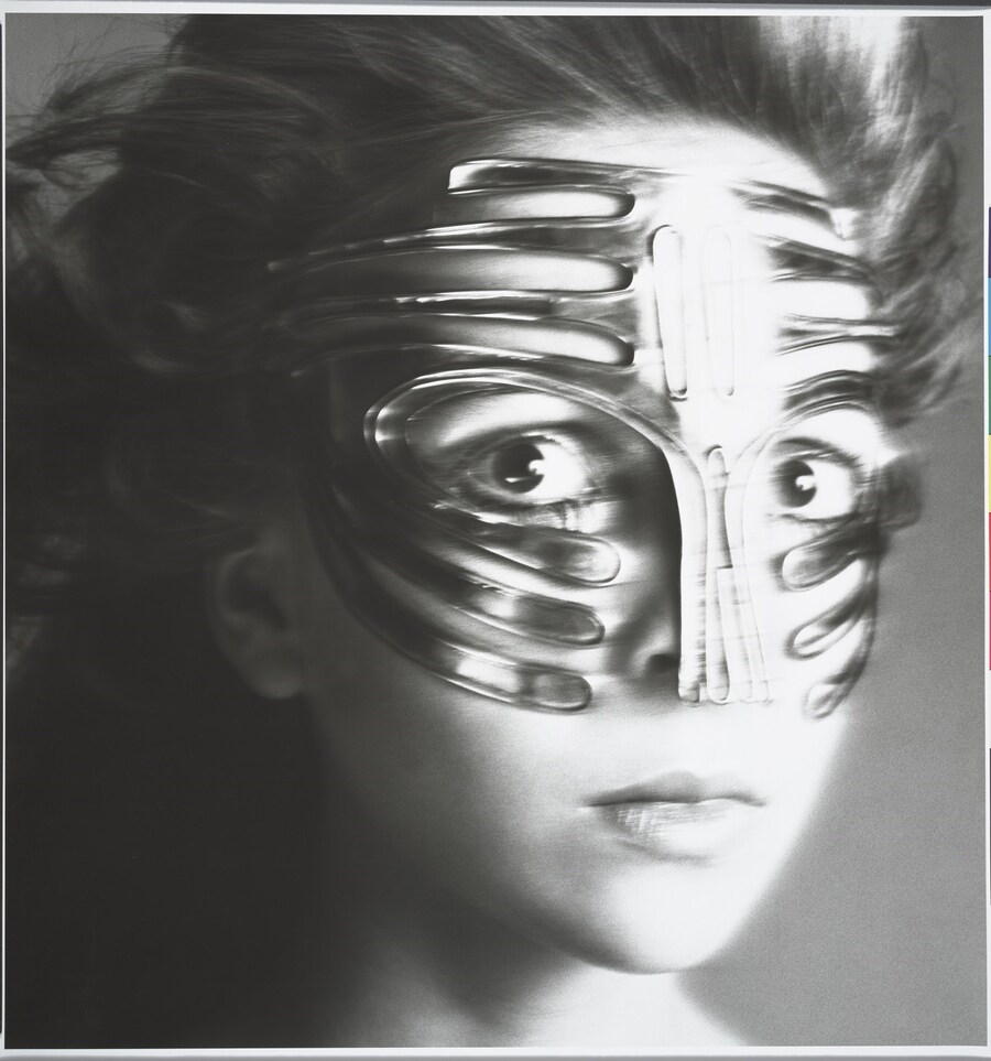 Penelope Tree, mask by Ungaro, Paris studio, Janua