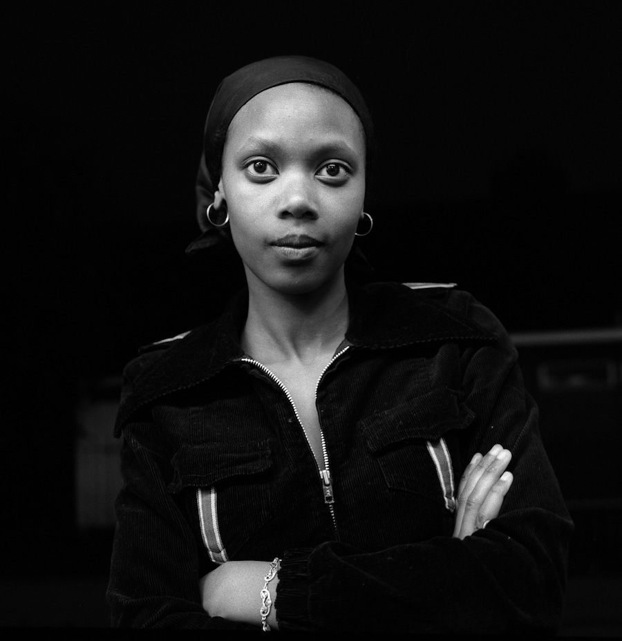 Under street light, Highfields, Leicester, 1975