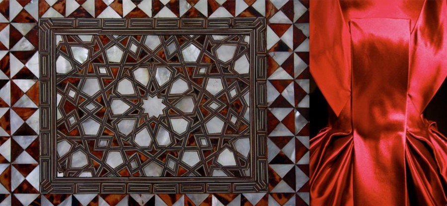 Tile detail Topkapi Palace and dress by Dice Kayek