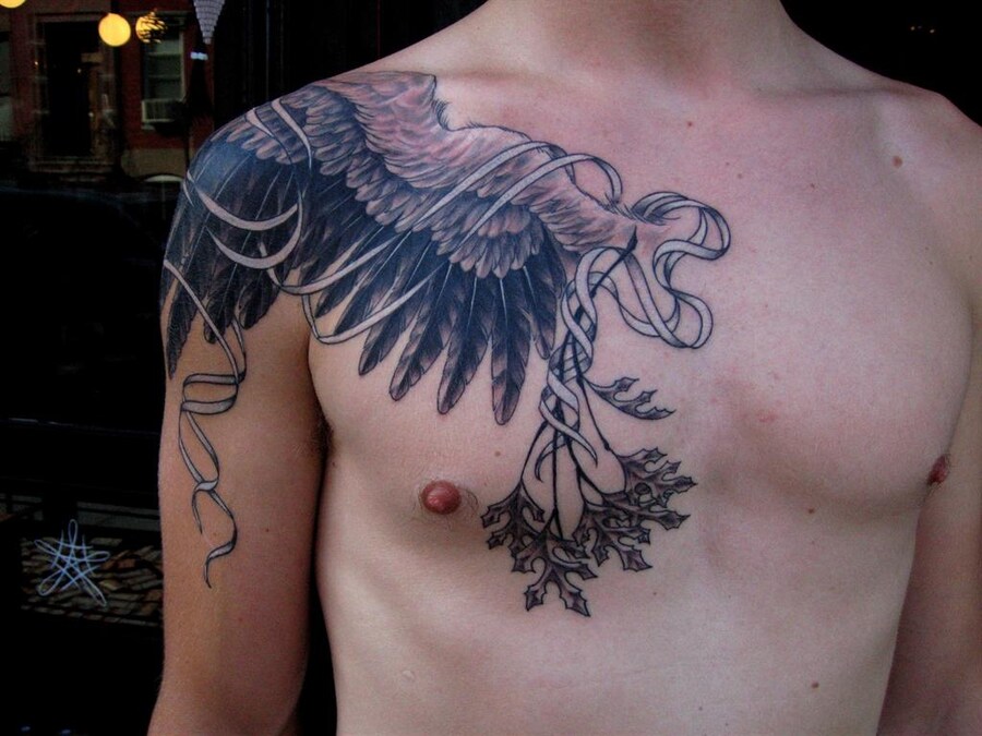 Wings tattoo by Scott Cambell