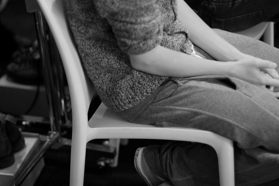 Model backstage at JW Anderson