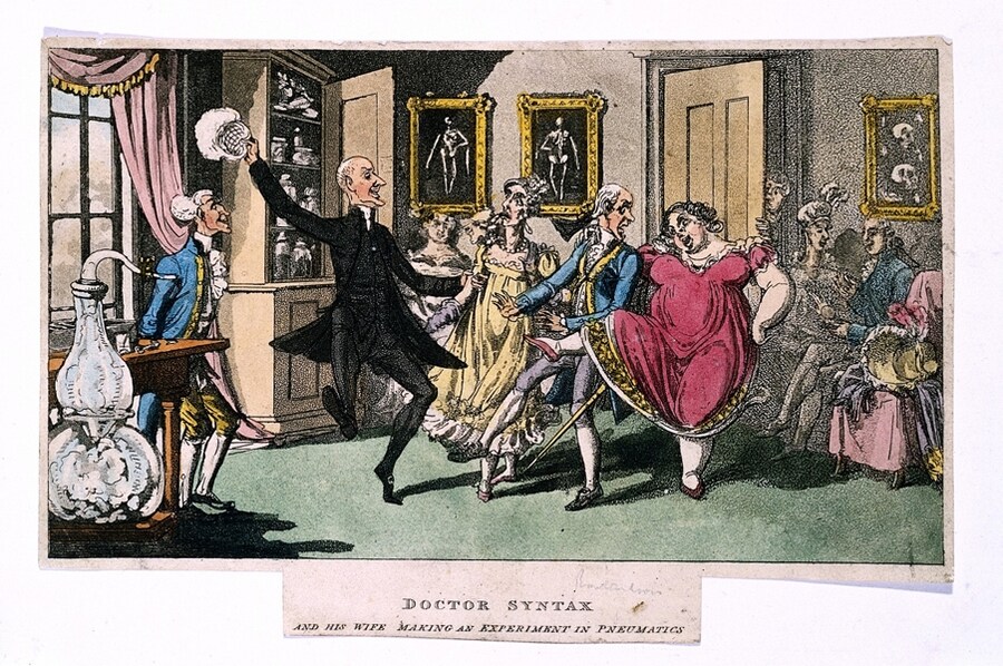 Doctor Syntax and his wife making an experiment in Pneumatic