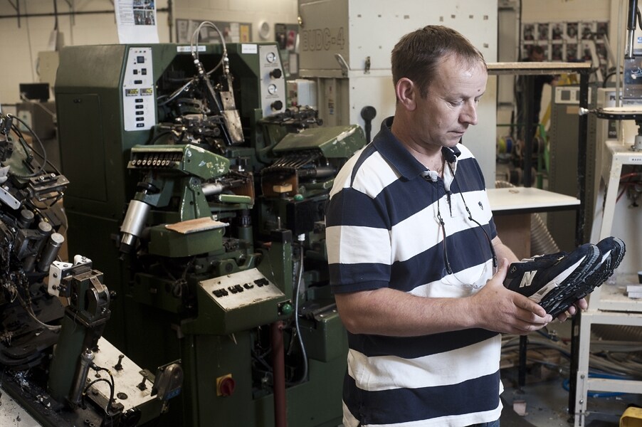 Wayne McCluckie at the New Balance factory, Flimby