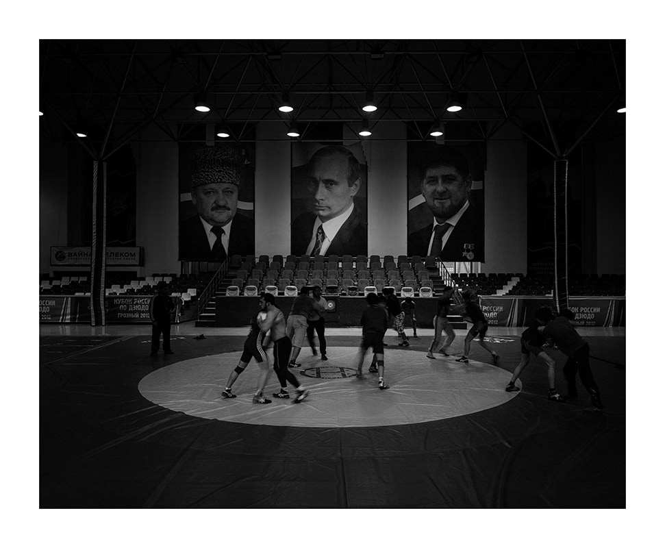 Wrestling practice in the central gym